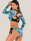 Maillot de bain manches longues fleuri